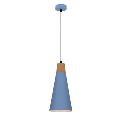 Lampa wisząca niebieska metalowa + drewno Faro Ledea 50101258