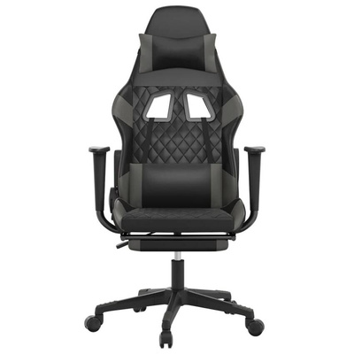 vidaXL Masujący fotel gamingowy z podnóżkiem, czarno-szary model standard
