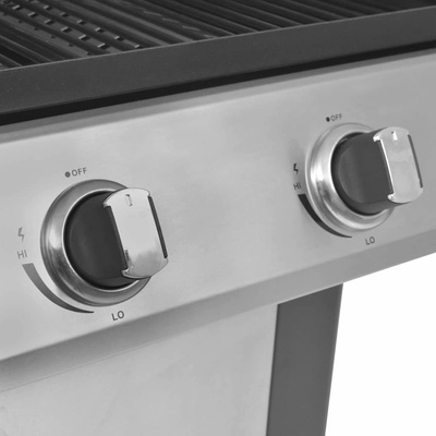 Grill gazowy z palnikiem z kołem Srebrny Stal z metalowym wężem
