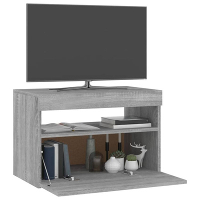 vidaXL Szafka pod TV z oświetleniem LED, szary dąb sonoma, 60x35x40 cm