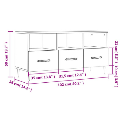 vidaXL Szafka pod TV, przydymiony dąb, 102x36x50 cm wariant 4