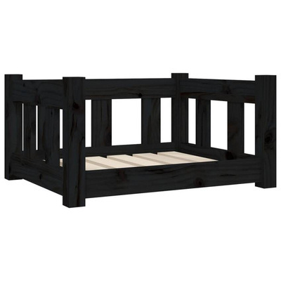 vidaXL Legowisko dla psa, czarne, 55,5x45,5x28 cm, lite drewno sosnowe model standard