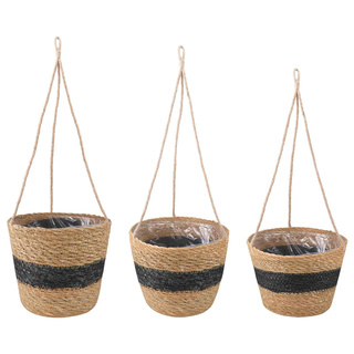 Kosze na rośliny z trawy morskiej 3 pcs Naturalny i czarny