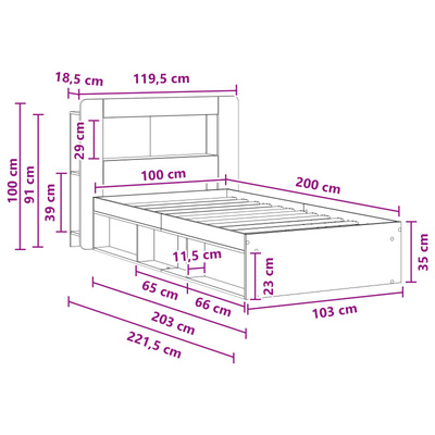 Rama łóżka z przechowywaniem Z zagłówkiem Biały 100 x 200 cm