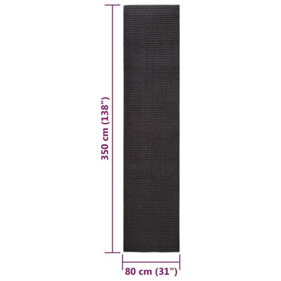 vidaXL Dywanik, naturalny sizal, 80x350 cm, czarny