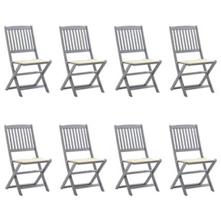 vidaXL Składane krzesła ogrodowe z poduszkami, 8 szt., drewno akacjowe