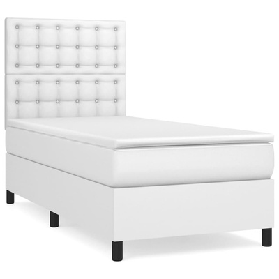 vidaXL Łóżko kontynentalne z materacem, białe, ekoskóra 80x200 cm wariant 4