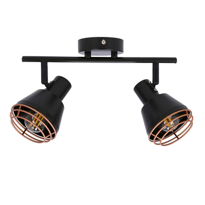 Lampa ścienna/sufitowa czarna klosz miedziany 2xE14 40W Neria 92-81780