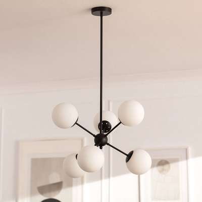Lampa Wisząca Czarna szklane kule Abruzzo Grappa 6xE28