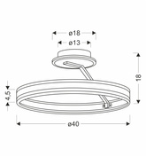 RINEUS lampa sufitowa złoty 20W LED kryształki bezbarwne  ŚREDNICA 40CM