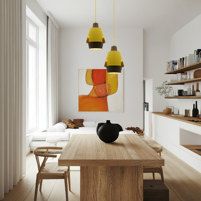 Lampa wisząca żółta/szara E27 Falun Ledea 50101149