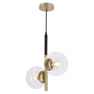 Lampa wisząca Duo szklana podwójna nad stół do jadalni i kuchni złota