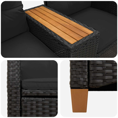 Leżanka z stolikiem 2 -Seater 126 x 65 x 112 cm polirattan