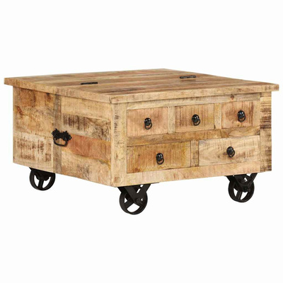 Stolik kawowy, chropowate drewno mango, 70 x 70 x 40 cm