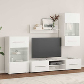 vidaXL 5-cz. zestaw mebli do salonu, oświetlenie LED, biały