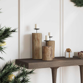 Świecznik 3 pcs Naturalny Lite drewno tekowe