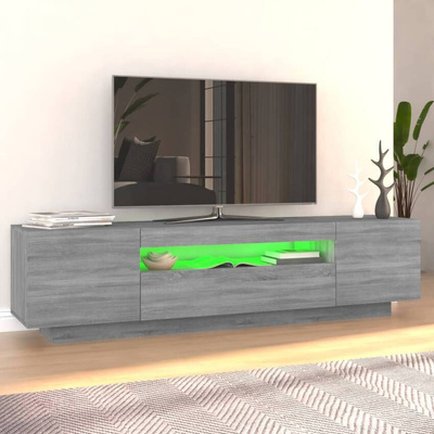 vidaXL Szafka TV z oświetleniem LED, szary dąb sonoma, 160x35x40 cm