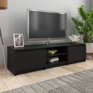 vidaXL Szafka pod TV, czarna, 140x40x35,5 cm, materiał drewnopochodny