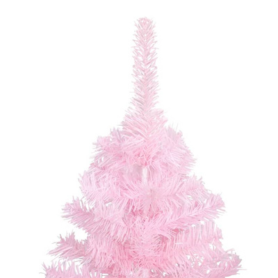 vidaXL Sztuczna choinka z lampkami i bombkami, różowa, 180 cm, PVC model standard