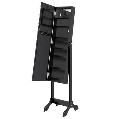 vidaXL Lustro stojące z LED, czarne, 34x37x146 cm