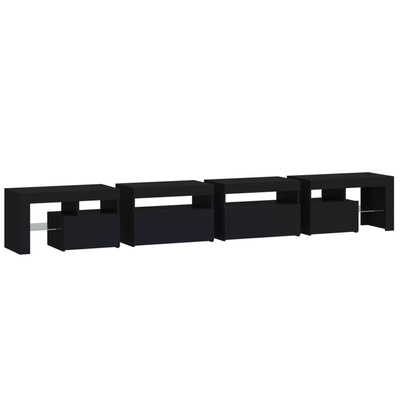 vidaXL Szafka pod TV z oświetleniem LED, czarna, 260x36,5x40 cm