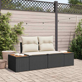Sofa Ogrodowa Czarny 184 x 62 x 85cm polirattan
