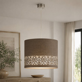 Lampa wisząca z abażurem Arabesca brązowa do salonu