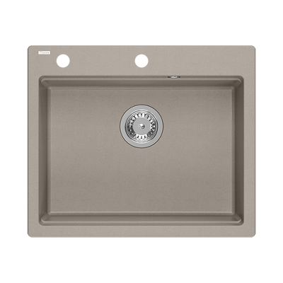 Quadron | KURT 110 | kuchenny zlewozmywak granitowy SOFT TAUPE | wymiary: 59,5 x 50 x 21,5 cm | akcesoria: syfon, dozownik, deska, Qmata, wkładka ociekowa | 1-komorowy wpuszczany | podbudowa szafki: od 60 cm