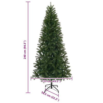 Sztuczna choinka z podstawą Zielony 240 cm PVC, PE i stal