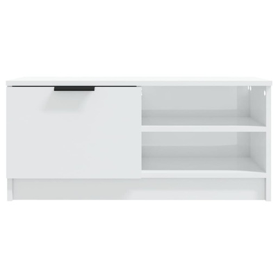 Szafka pod TV, wysoki połysk, biała, 80x35x36,5 cm