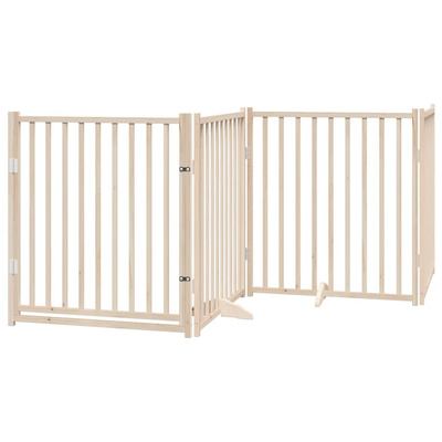 Bramka dla psa z drzwiami składana 4 panele 320 cm lite drewno jodłowe