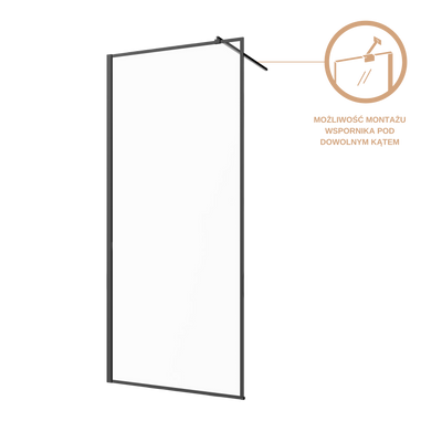 Kabina walk-in ii 100x200cm ramka 8mm shiny-glass czarny AK-32-108-S Invena