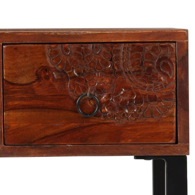 vidaXL Biurko z drewna sheesham i prawdziwej skóry, 117 x 50 x 76 cm
