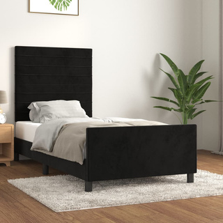 vidaXL Rama łóżka z zagłówkiem, czarna, 100x200 cm, aksamitna wariant 4
