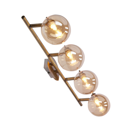 Lentini Lampa sufitowa listwa patynowy 4x40w g9 klosz bursztynowy