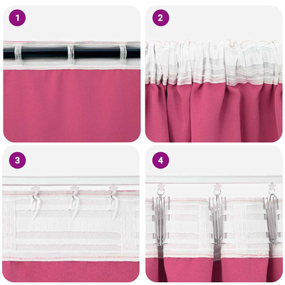 Firany blackout z kółkami 2 pcs Jasnoróżowy 175 x 140 cm