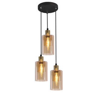 Lampa wisząca Doppio 3-punktowa z kloszem szklana metalowa czarna