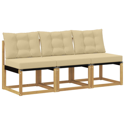 3 szt. Środkowa sofa ogrodowa Biały