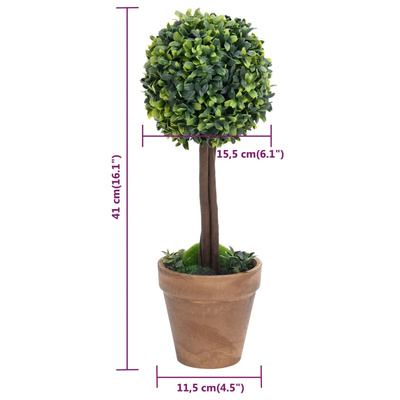 vidaXL Kule ze sztucznego bukszpanu w doniczce, 2 szt., zielone, 41 cm