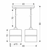 Assam lampa wisząca czarny+złoty 2x60w e27 abażur czarny+złoty pasek