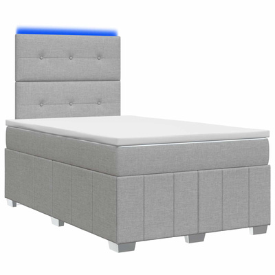 Łóżko z box spring LED z materacem jasnoszary 120 x 190 cm