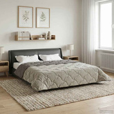 Letni Kołdra Jasnoszary 220 x 260 cm Mikrofibra i Fleece Teddy