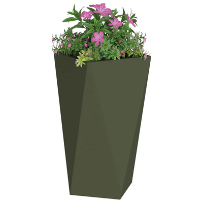 Donica 2 pcs Zielony oliwkowy 40 x 40 x 75 cm Stal