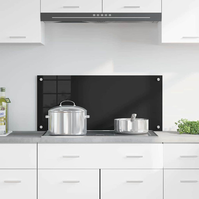 Panel kuchenny Czarny 90 x 40 cm szkło hartowane