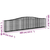 Kosze gabionowe, 25 szt, 400x30x80/100 cm, galwanizowane żelazo