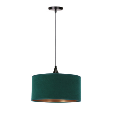 Maloto lampa wisząca velur butelkowa zieleń + złoto 1x60 e27 abażur walec 30x15 