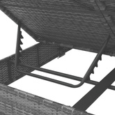 vidaXL Leżak ogrodowy z baldachimem, rattan PE, szary