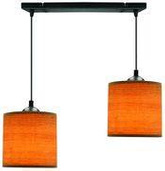 Lampa wisząca z abażurami Legno rattanowa orzechowa podwójna nad stół