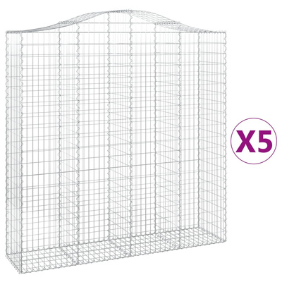 Kosze gabionowe, 5 szt, 200x50x200/220 cm, galwanizowane żelazo
