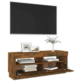 vidaXL Szafka pod TV z oświetleniem LED, przydymiony dąb, 100x35x40 cm